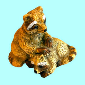 Vintage MCM Raccoon Mother Baby